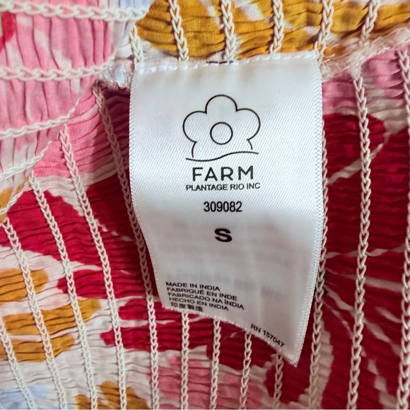 Farm Rio Sunny Daisies Smocked Peplum Crop Top S Multicolor Boho Lace Festival - Picture 7 of 8